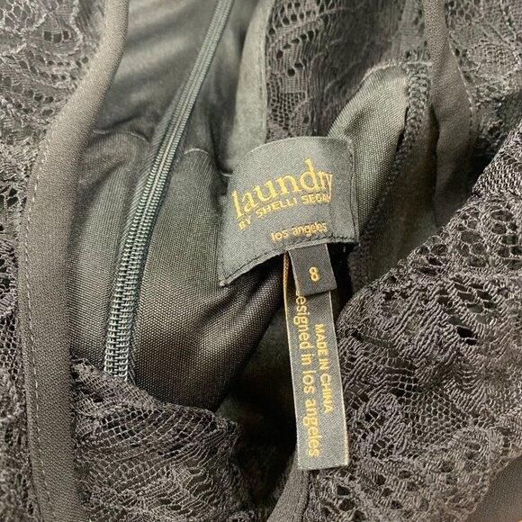 Laundry by Shelli Segal Womens Lace Little Black Dress Size 8 Long Sleeve Zip - Picture 6 of 8